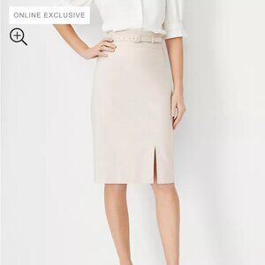 NWT Ann Taylor The Belted Pencil Skirt in Stretch Cotton 14